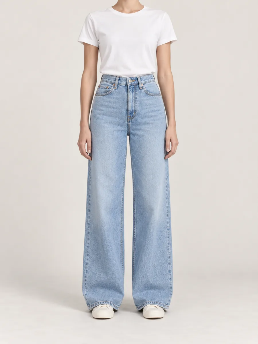 Yüksek Bel Wide Leg Jean
